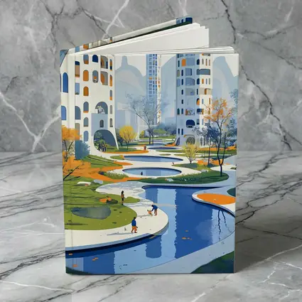 Modern City Park Illustration Blue Architecture