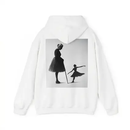 Elderly Ballerina Shadow Young Dancer Black White