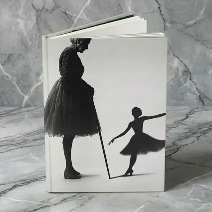 Elderly Ballerina Shadow Young Dancer Black White