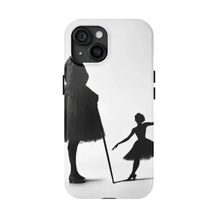 Elderly Ballerina Shadow Young Dancer Black White
