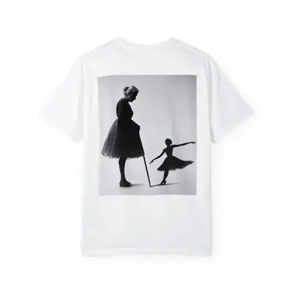 Elderly Ballerina Shadow Young Dancer Black White