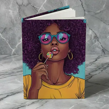 Pop Art Woman Lollipop Blue Background