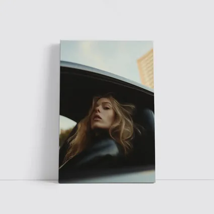 Woman Looking Out Car Window City