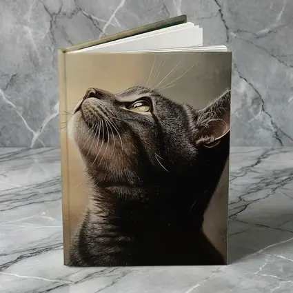Tabby Cat Looking Up Moody Oil Painting