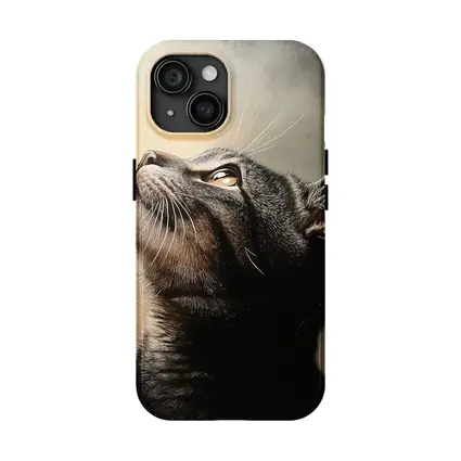 Tabby Cat Looking Up Moody Oil Painting