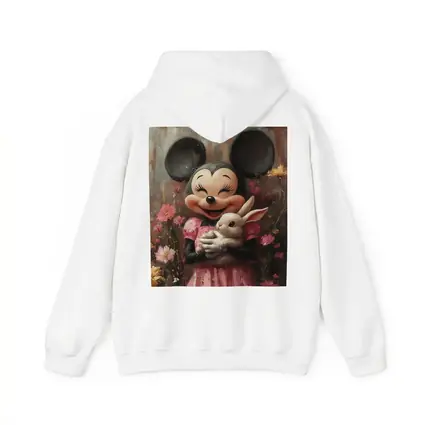 Minnie Mouse Holding Bunny Floral Background