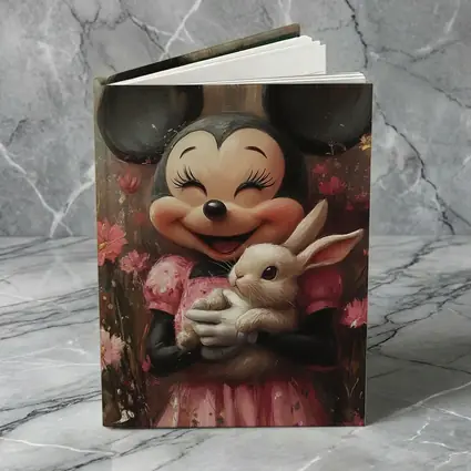 Minnie Mouse Holding Bunny Floral Background