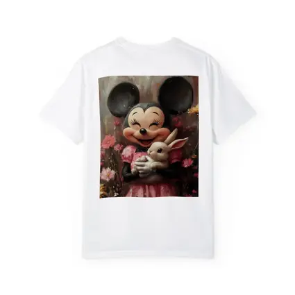 Minnie Mouse Holding Bunny Floral Background