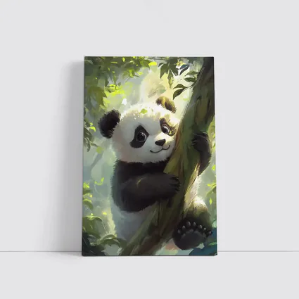 Baby Panda Climbing Tree Forest Art