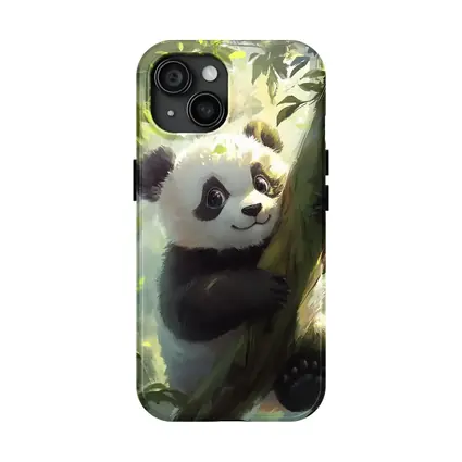 Baby Panda Climbing Tree Forest Art