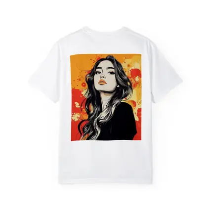 Woman Portrait Illustration Orange Paint Splash