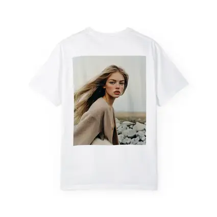 Blonde Woman Portrait Rocky Coastal Field