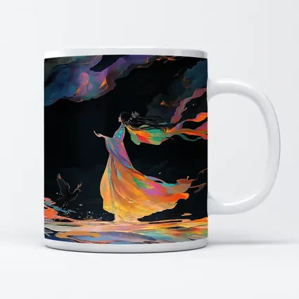 Colorful Woman Dancing Over Dark Waters