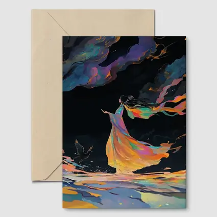 Colorful Woman Dancing Over Dark Waters
