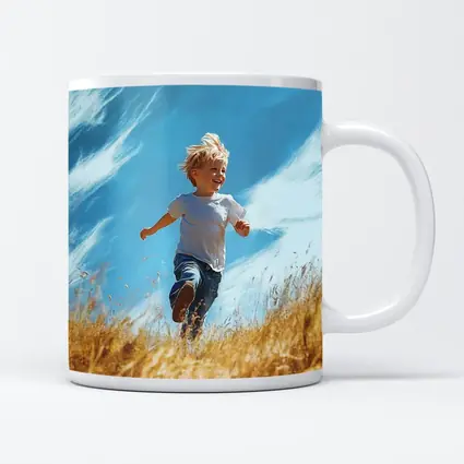Happy Boy Running Through Golden Field