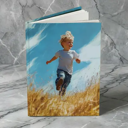Happy Boy Running Through Golden Field