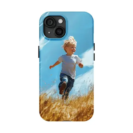 Happy Boy Running Through Golden Field