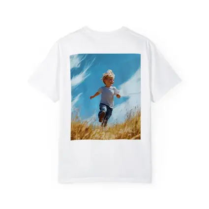 Happy Boy Running Through Golden Field