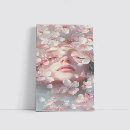 Woman Face Surrounded By Cherry Blossoms