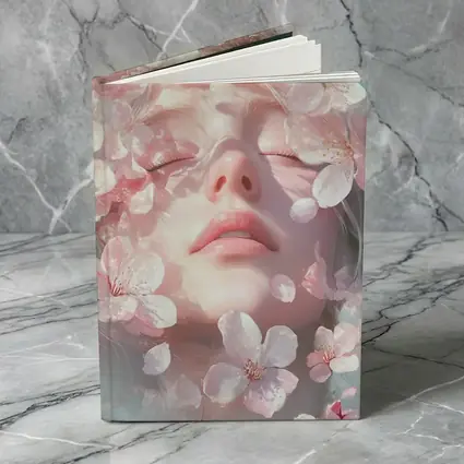 Woman Face Surrounded By Cherry Blossoms
