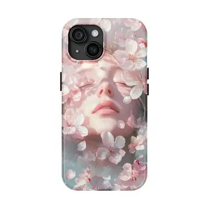 Woman Face Surrounded By Cherry Blossoms