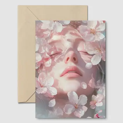 Woman Face Surrounded By Cherry Blossoms