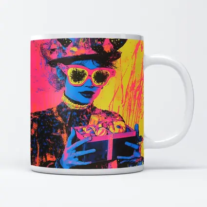 Pop Art Woman Neon Hat Sunglasses Yellow
