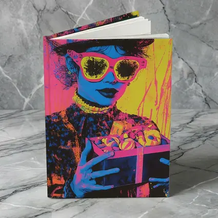 Pop Art Woman Neon Hat Sunglasses Yellow