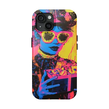 Pop Art Woman Neon Hat Sunglasses Yellow