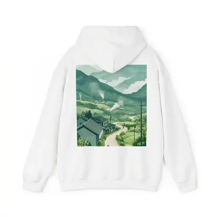Green Village Road Walking Illustration Art