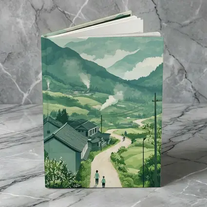 Green Village Road Walking Illustration Art