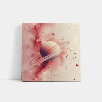 Saturn Rings Pink Galaxy Space Art