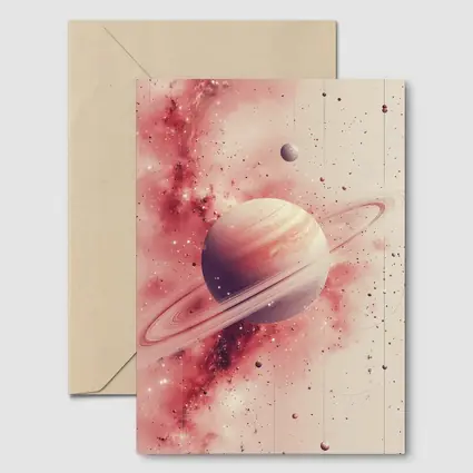 Saturn Rings Pink Galaxy Space Art