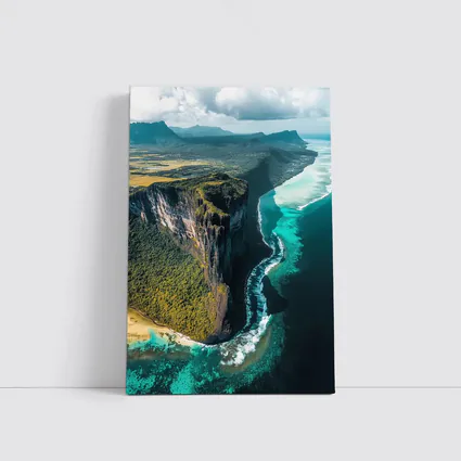 Aerial Cliff Coast Meeting Turquoise Ocean