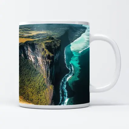 Aerial Cliff Coast Meeting Turquoise Ocean