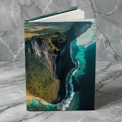 Aerial Cliff Coast Meeting Turquoise Ocean
