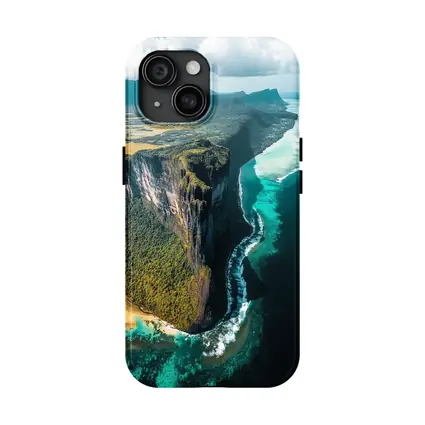 Aerial Cliff Coast Meeting Turquoise Ocean