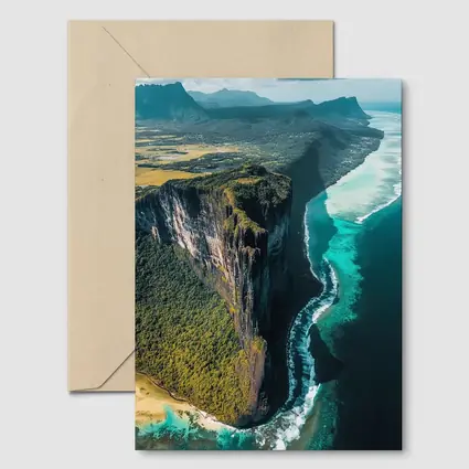 Aerial Cliff Coast Meeting Turquoise Ocean