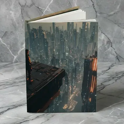 Lone Figure Standing Over Cyberpunk City