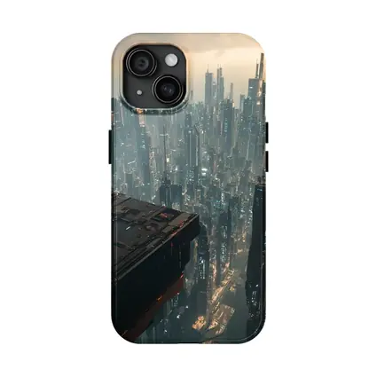 Lone Figure Standing Over Cyberpunk City