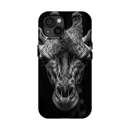 Giraffe Close Up Dark Black Background Portrait