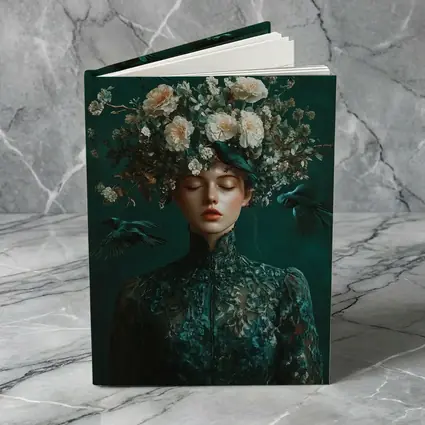 Woman With Flowers And Birds Teal