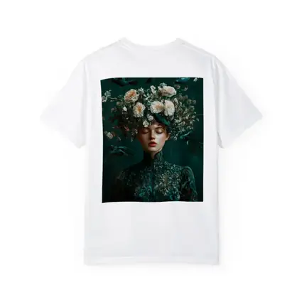 Woman With Flowers And Birds Teal