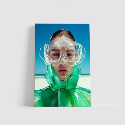 Futuristic Fashion Woman Beach Summer Portrait