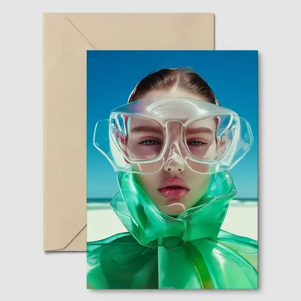 Futuristic Fashion Woman Beach Summer Portrait