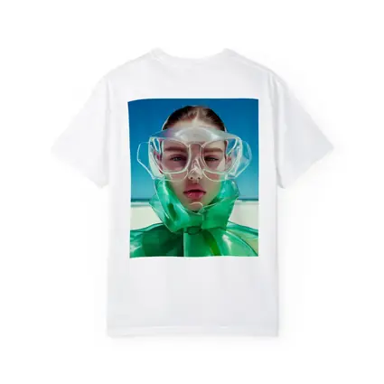 Futuristic Fashion Woman Beach Summer Portrait