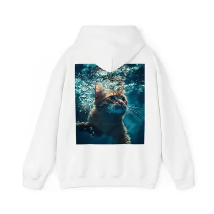 Orange Cat Swimming Underwater Blue Water