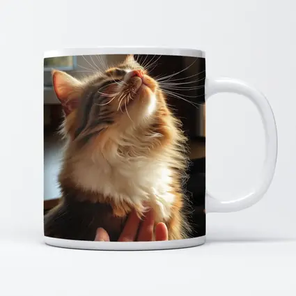 Fluffy Calico Cat Enjoying Indoor Chin Scratch