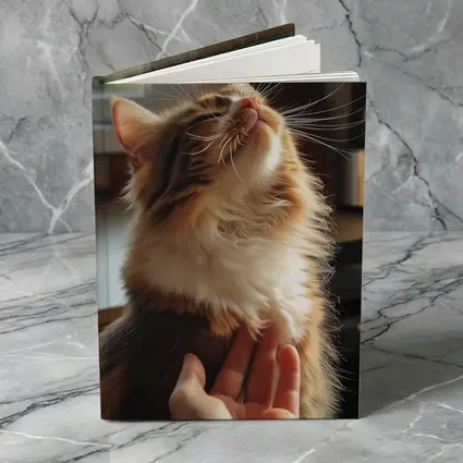 Fluffy Calico Cat Enjoying Indoor Chin Scratch