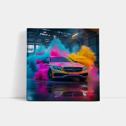 Mercedes C Class Colorful Smoke Industrial Garage